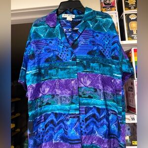 🥥Men's Blue and Purple button up